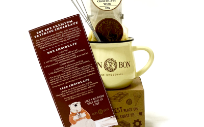 Bon Bon mug white drinking chocolate